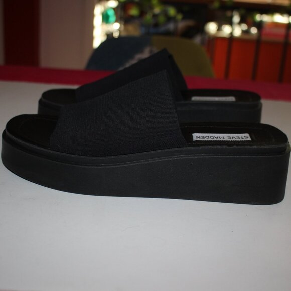 Steve Madden GIMMEE Black Platform Sandal SZ 8 Worn 1x - Picture 1 of 9